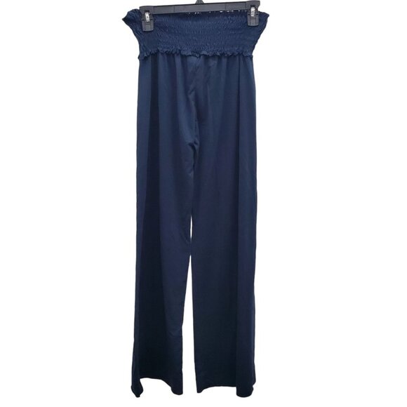 Guess Women's Navy Smocked Waist Wide Leg Boho‎ Hippie Festival Lounge Pants M - Picture 5 of 5